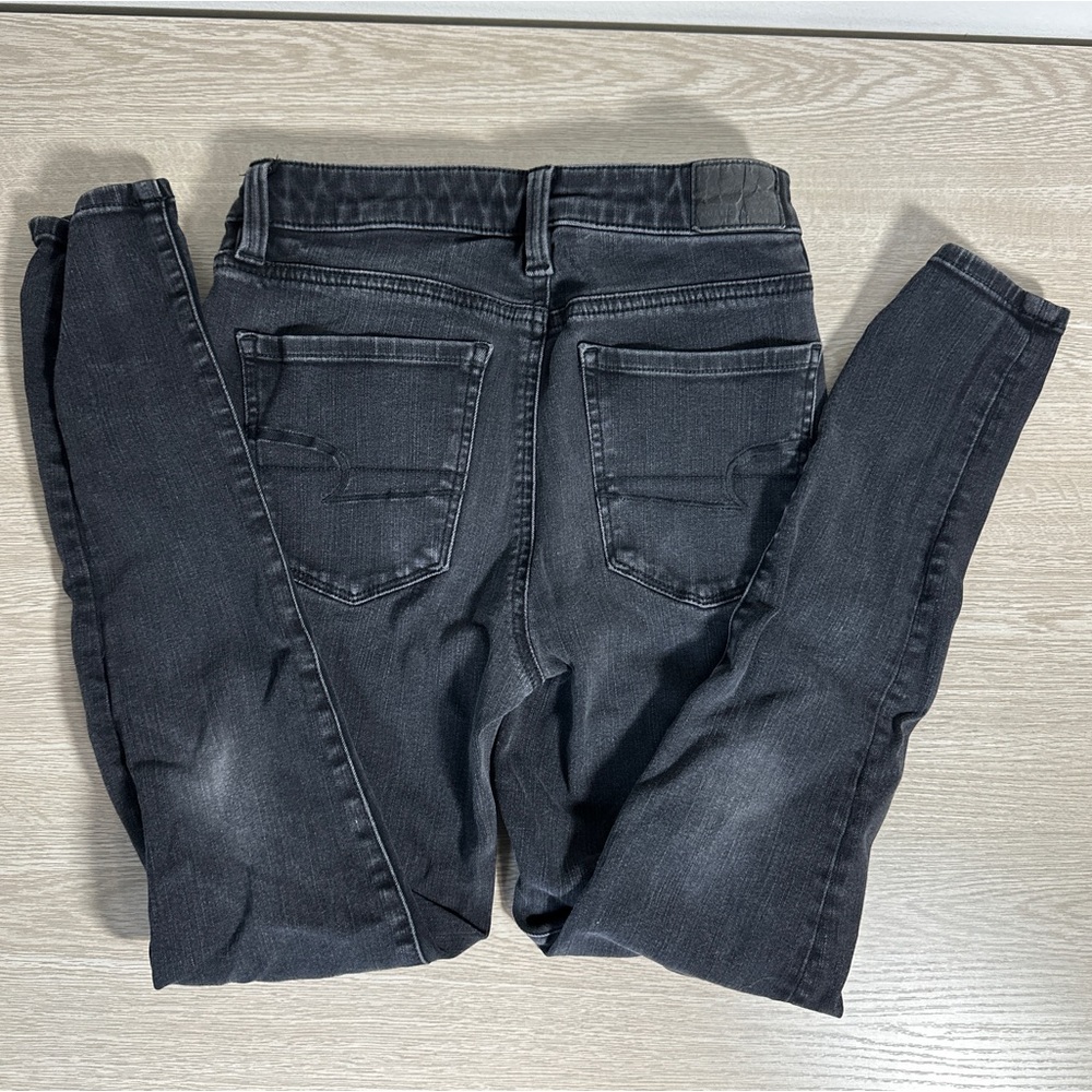 American Eagle Jeans Women 4 Short Black Hi Rise Jegging Skinny Denim - Picture 2 of 5